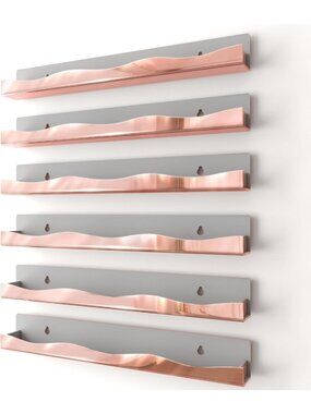 Rose Gold Nail Polish Organizer Rack - 15-Inch Wall-Mounted Makeup Shelf, Beauty